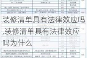 装修清单具有法律效应吗,装修清单具有法律效应吗为什么