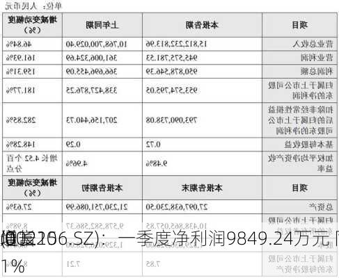 通富
(002156.SZ)：一季度净利润9849.24万元 同
增长20
.01%