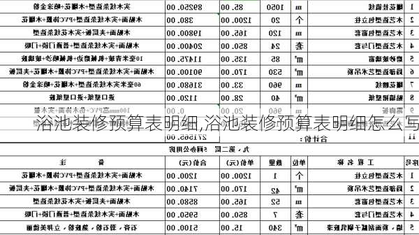 浴池装修预算表明细,浴池装修预算表明细怎么写