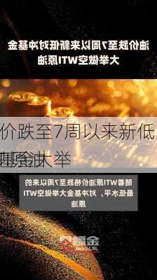 油价跌至7周以来新低 对冲基金大举
WTI原油