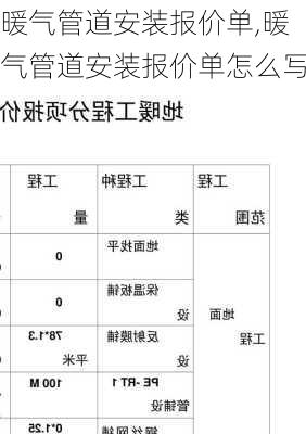 暖气管道安装报价单,暖气管道安装报价单怎么写