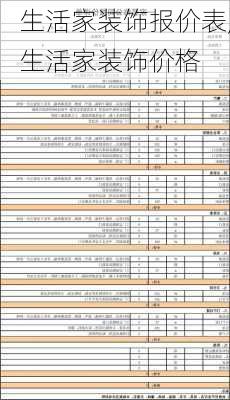 生活家装饰报价表,生活家装饰价格