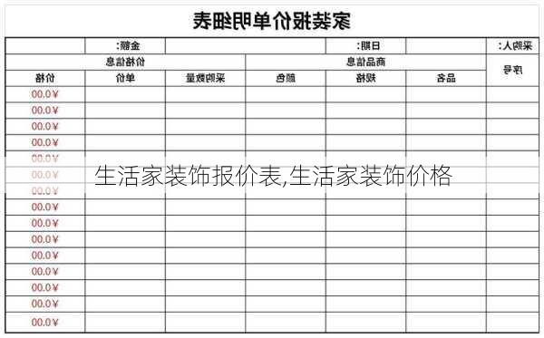 生活家装饰报价表,生活家装饰价格