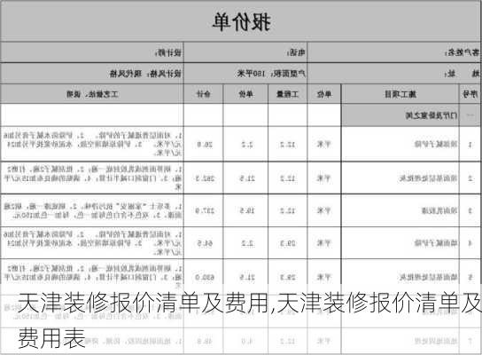 天津装修报价清单及费用,天津装修报价清单及费用表