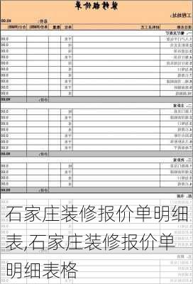 石家庄装修报价单明细表,石家庄装修报价单明细表格