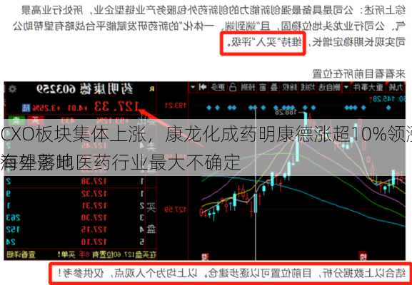 CXO板块集体上涨，康龙化成药明康德涨超10%领涨，海外影响医药行业最大不确定
有望落地