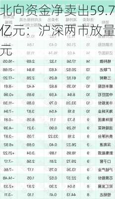 北向资金净卖出59.7亿元：沪深两市放量
亿元