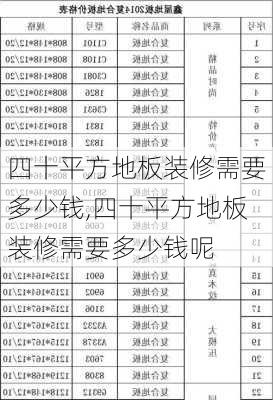 四十平方地板装修需要多少钱,四十平方地板装修需要多少钱呢