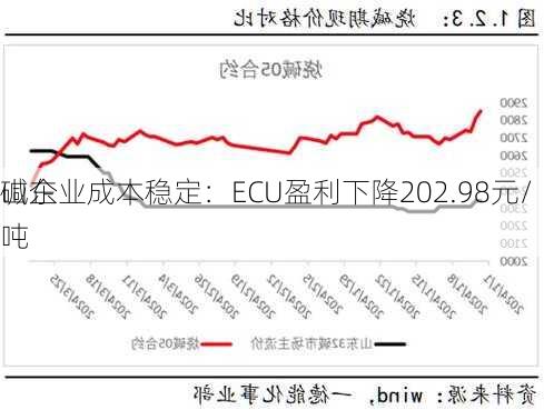 山东
碱企业成本稳定：ECU盈利下降202.98元/吨