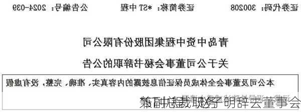 *ST中程：赵子明辞去董事会
兼副总裁职务