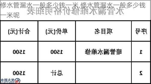 修水管漏水一般多少钱一米,修水管漏水一般多少钱一米呢