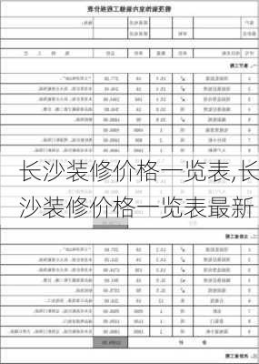 长沙装修价格一览表,长沙装修价格一览表最新