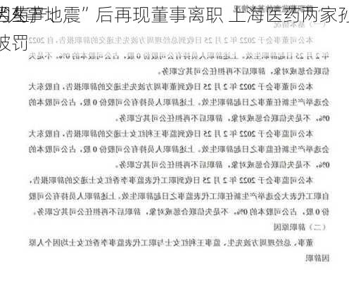 “人事地震”后再现董事离职 上海医药两家孙
因生产、
劣药被罚