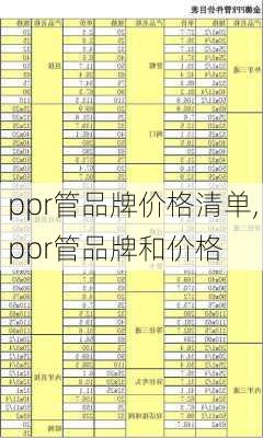 ppr管品牌价格清单,ppr管品牌和价格