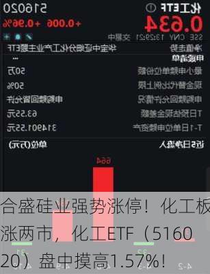 合盛硅业强势涨停！化工板块领涨两市，化工ETF（516020）盘中摸高1.57%！