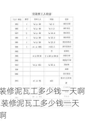 装修泥瓦工多少钱一天啊,装修泥瓦工多少钱一天啊