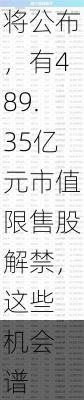 下周影响市场重要资讯前瞻：5月贸易帐等数据将公布，有489.35亿元市值限售股解禁，这些
机会
谱