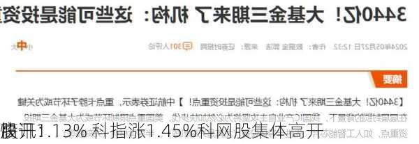 快讯：
股
高开1.13% 科指涨1.45%科网股集体高开