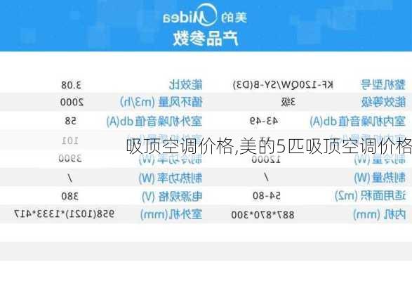 吸顶空调价格,美的5匹吸顶空调价格