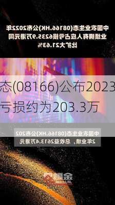 中国农业生态(08166)公布2023年中期业绩 
拥有人应占亏损约为203.3万
元 同
收窄91.6%