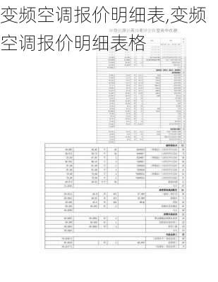 变频空调报价明细表,变频空调报价明细表格