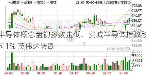 
半导体概念盘初多数走低，费城半导体指数跌超1% 英伟达转跌