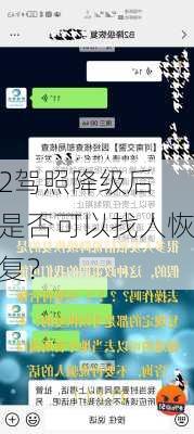 
2驾照降级后是否可以找人恢复？