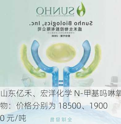 山东亿禾、宏洋化学 N-甲基吗啉氧化物：价格分别为 18500、19000 元/吨