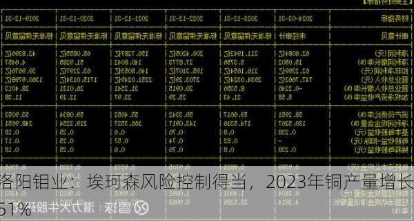 洛阳钼业：埃珂森风险控制得当，2023年铜产量增长51%