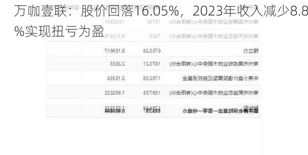 万咖壹联：股价回落16.05%，2023年收入减少8.8%实现扭亏为盈