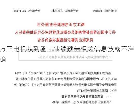 方正电机收到函：业绩预告相关信息披露不准确