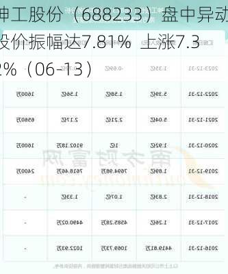 神工股份（688233）盘中异动 股价振幅达7.81%  上涨7.32%（06-13）