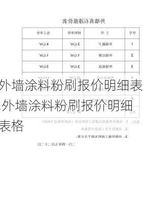 外墙涂料粉刷报价明细表,外墙涂料粉刷报价明细表格