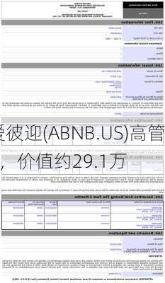 Form 144 | 爱彼迎(ABNB.US)高管拟
2,000股股份，价值约29.1万
