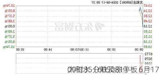 太和水（605081）：6月17
09时35分触及涨停板