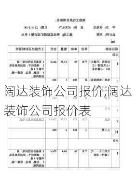 阔达装饰公司报价,阔达装饰公司报价表