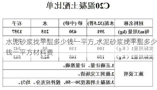 水泥砂浆找平层多少钱一平方,水泥砂浆找平层多少钱一平方材料费