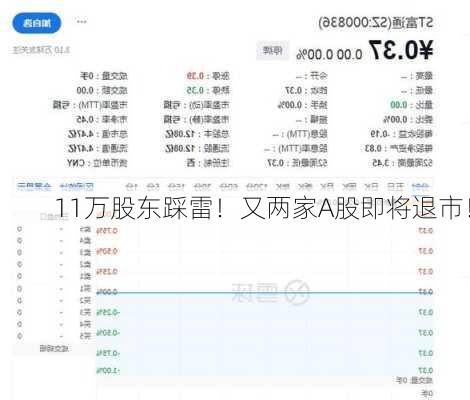 11万股东踩雷！又两家A股即将退市！