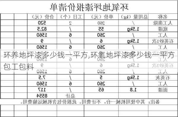 环养地坪漆多少钱一平方,环氧地坪漆多少钱一平方包工包料