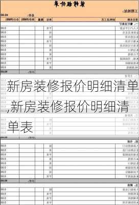 新房装修报价明细清单,新房装修报价明细清单表