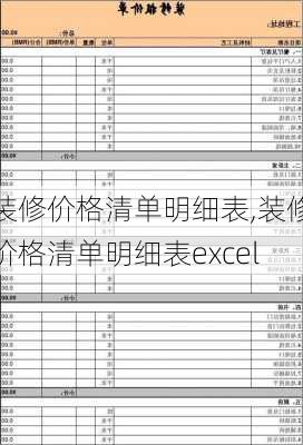 装修价格清单明细表,装修价格清单明细表excel