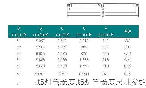 t5灯管长度,t5灯管长度尺寸参数