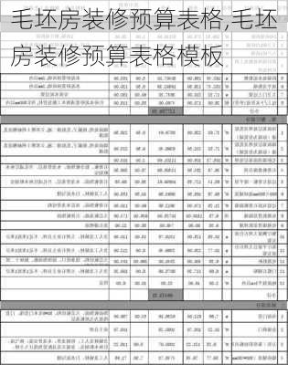 毛坯房装修预算表格,毛坯房装修预算表格模板