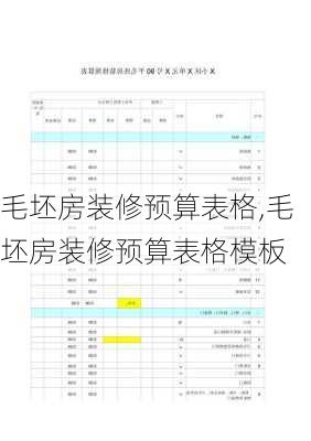 毛坯房装修预算表格,毛坯房装修预算表格模板