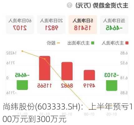 尚纬股份(603333.SH)：上半年预亏100万元到300万元