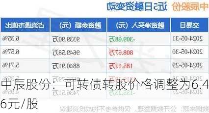 中辰股份：可转债转股价格调整为6.46元/股