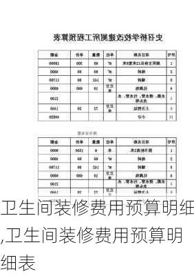 卫生间装修费用预算明细,卫生间装修费用预算明细表