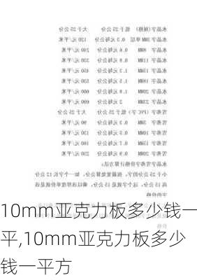 10mm亚克力板多少钱一平,10mm亚克力板多少钱一平方