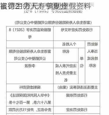 富德生命人寿宁夏分
被罚21万元：编制虚假资料