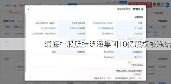通海控股所持泛海集团10亿股权被冻结